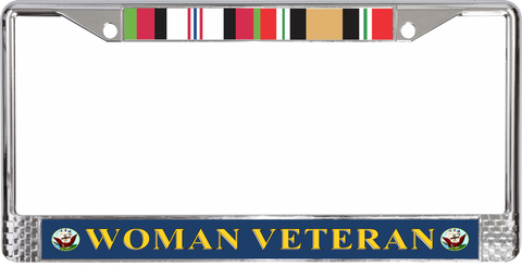 U.S. Navy Iraq & Afghanistan War Ribbons Woman Veteran License Plate Frame