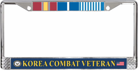 U.S. Navy Korea Combat Veteran 3-Ribbon Stack License Plate Frame