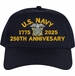 U.S. Navy Officer 250th Anniversary Embroidered Cap
