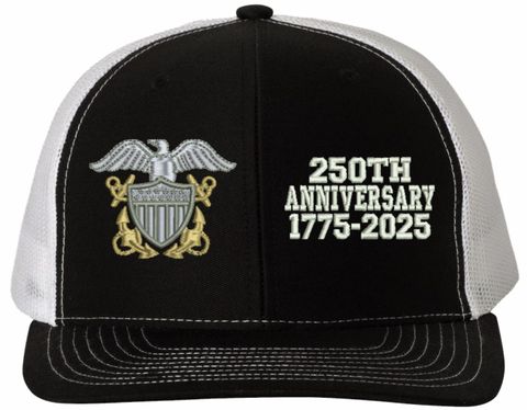 U.S. Navy Officer 250th Anniversary Split Design Embroidered Mesh-Back Cap