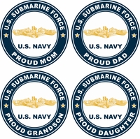 U.S. Navy Officer Submariner Proud Family Round Decals Thumbnail Illustration