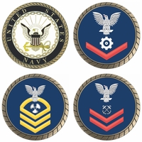 U.S. Navy Rank Insignias with Rates Challenge Coins Thumbnail Illustration