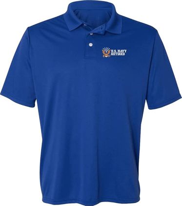U.S. Navy Retired Royal Blue Moisture Wicking Polo Medium