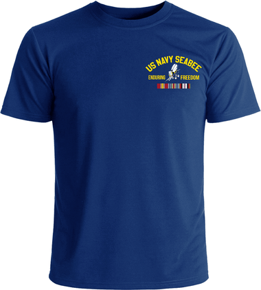 U.S. Navy Seabees Enduring Freedom Veteran Service Ribbons Left Chest T-Shirt