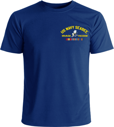 U.S. Navy Seabees Iraqi Freedom Veteran Service Ribbons Left Chest T-Shirt