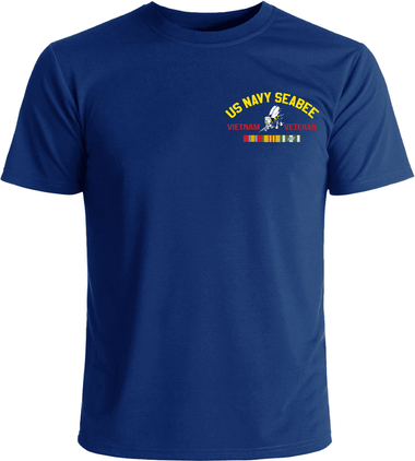 U.S. Navy Seabees Vietnam Veteran Service Ribbons Left Chest T-Shirt