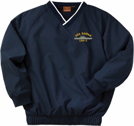 U.S. Navy USS Saipan LHA-2 Navy Blue Harriton Windshirt Medium