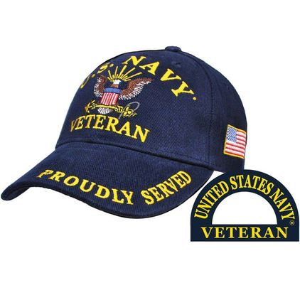 U.S. Navy Veteran Embroidered Navy Blue Cap
