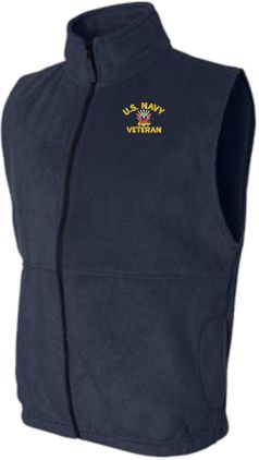 U.S. Navy Veteran Navy Blue Fleece Vest 2X-Large