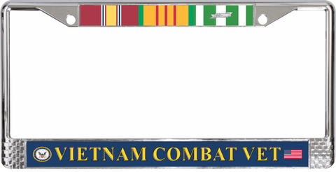 U.S. Navy Vietnam Combat Veteran 3-Ribbon Stack License Plate Frame
