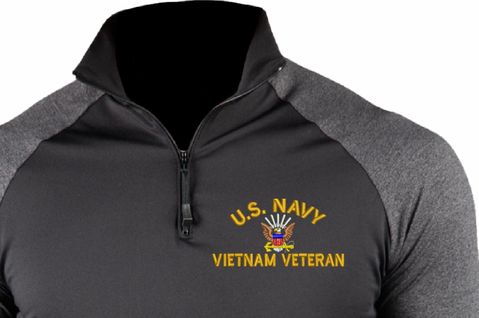 U.S. Navy Vietnam Veteran ProWikMax 2-Tone 1/4 Zip Long Sleeve Shirt