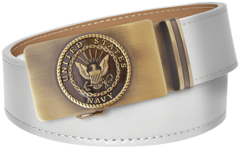 U.S. Navy White Full Grain Leather Slide Belt