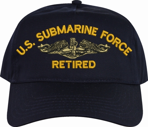 U.S. Submarine Force Retired with Gold Dolphins Navy Blue High Profile Cap (Made in the USA)