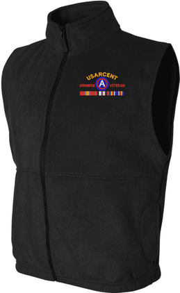 United States Army Central Afghanistan Veteran with Ribbons Embroidered Fleece Vest
