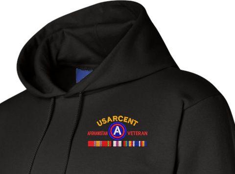 United States Army Central Afghanistan Veteran with Ribbons Embroidered Hoodie