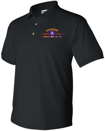 United States Army Central Afghanistan Veteran with Ribbons Embroidered Polo