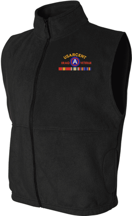 United States Army Central Iraq Veteran with Ribbons Embroidered Fleece Vest