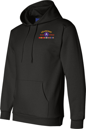 United States Army Central Iraq Veteran with Ribbons Embroidered Hoodie
