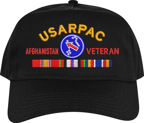 United States Army Pacific Afghanistan Veteran Embroidered Cap with Ribbons