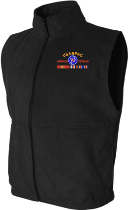 United States Army Pacific Afghanistan Veteran with Ribbons Embroidered Fleece Vest