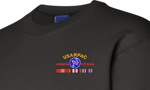 United States Army Pacific Afghanistan Veteran with Ribbons Embroidered Sweatshirt