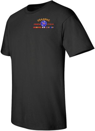 United States Army Pacific Afghanistan Veteran with Ribbons Embroidered T-Shirt