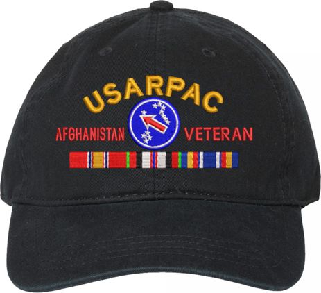 United States Army Pacific Afghanistan Veteran with Ribbons Unstructured Dad Cap
