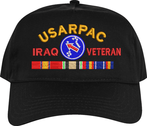 United States Army Pacific Iraq Veteran Embroidered Cap with Ribbons