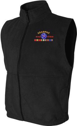 United States Army Pacific Iraq Veteran with Ribbons Embroidered Fleece Vest