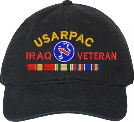 United States Army Pacific Iraq Veteran with Ribbons Unstructured Dad Cap