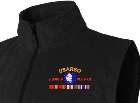United States Army South Afghanistan Veteran with Ribbons Embroidered Fleece Vest