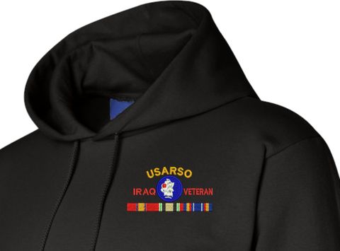 United States Army South Iraq Veteran with Ribbons Embroidered Hoodie