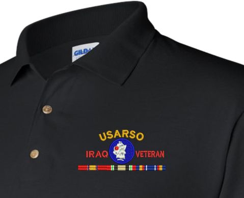 United States Army South Iraq Veteran with Ribbons Embroidered Polo