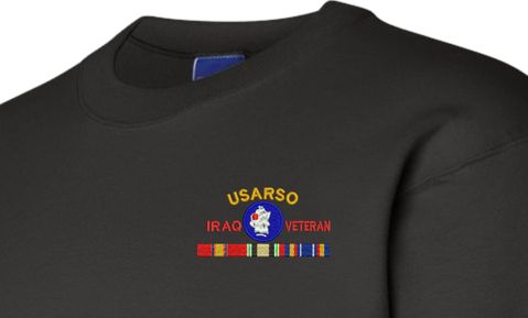 United States Army South Iraq Veteran with Ribbons Embroidered Sweatshirt