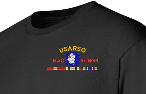 United States Army South Iraq Veteran with Ribbons Embroidered T-Shirt