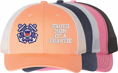 United States Coast Guard Anchor Insignia Proud Mom of a Coastie Women's Cap