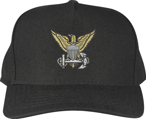 United States Coast Guard Officer's Crest Custom Embroidered Black High Profile Cap (Made in the USA)