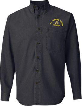 United States Marine Corps Custom Embroidered Denim Button Down Shirts