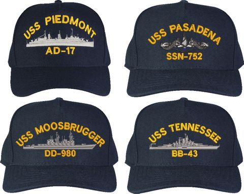 United States Navy Custom Embroidered Ship Ball Caps
