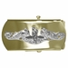 United States Navy Submarine CPO Gold Belt Buckle with Silver Dolphins