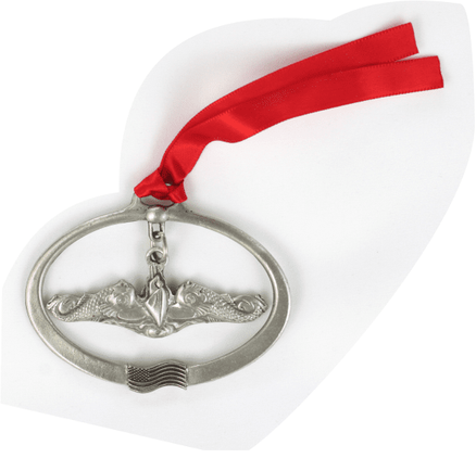United States Navy Submarine Service Dolphins Pewter Christmas Ornament