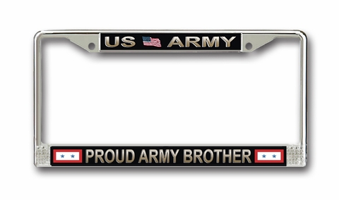 United States Proud Army Brother License Plate Frame with Two Blue Stars