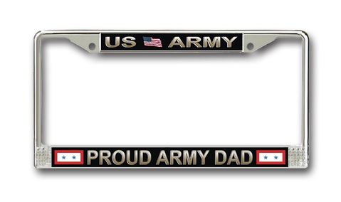 United States Proud Army Dad License Plate Frame with Two Blue Stars