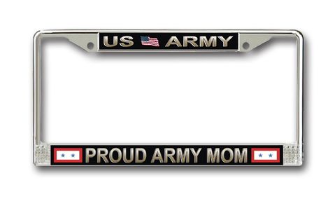 United States Proud Army Mom License Plate Frame with Two Blue Stars