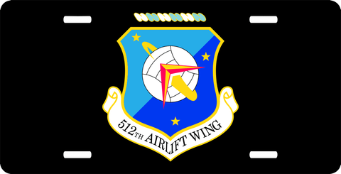 U.S. Air Force 512th Airlift Wing License Plate