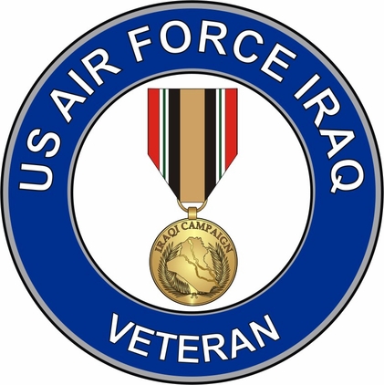 U.S. Air Force Iraq Veteran with Medal Decal Sticker