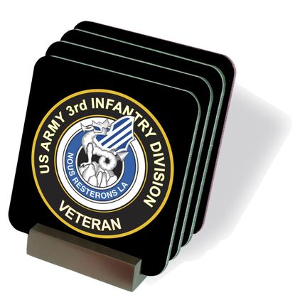 U.S. Army 3rd Infantry Division Unit Crest Veteran Coasters - Set of 4