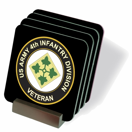 U.S. Army 4th Infantry Division Veteran Coasters - Set of 4