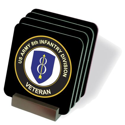 U.S. Army 8th Infantry Division Veteran Coasters - Set of 4