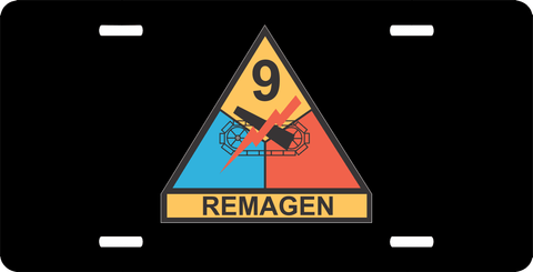 U.S. Army 9th Armored Division REMAGEN License Plate